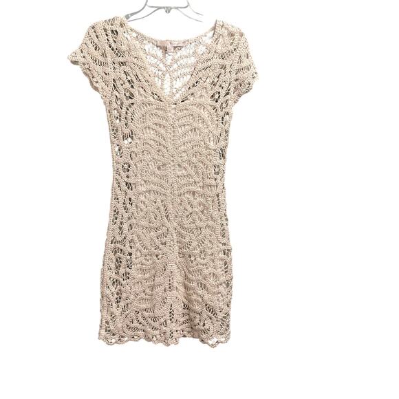 Boston Proper Crochet Lace Cream Dress Size XS Boho Casual Minimalist Festival - Picture 1 of 4